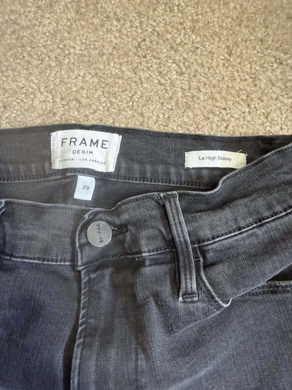 FRAME Le High Skinny Jeans Womens 29  Skinny Straight Frayed Ankle Smoke Gray
